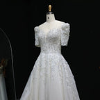 Luxury Beaded Puffy Lace Off Shoulder Wedding Dress SW038