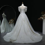 Luxury Beaded Puffy Lace Off Shoulder Wedding Dress SW038