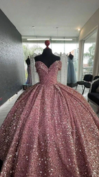 Sparkly Off The Shoulder Sequins Ball Gown,Sweet 16 Dress Y6473 by simplepromdress