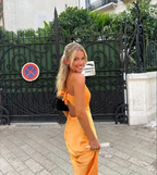 Charming Orange V Neck Mermaid Prom Dress Orange Evening Dress Y7233 by simplepromdress