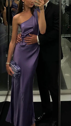 Classy Purple One Shoulder Long Evening Dress Purple Reception Dress Y7273 by simplepromdress