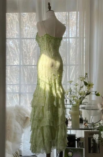 Gorgeous Green Mermaid Sweetheart Chiffon Beaded Layered Prom Dress Long Evening Dress Y8558 by simplepromdress