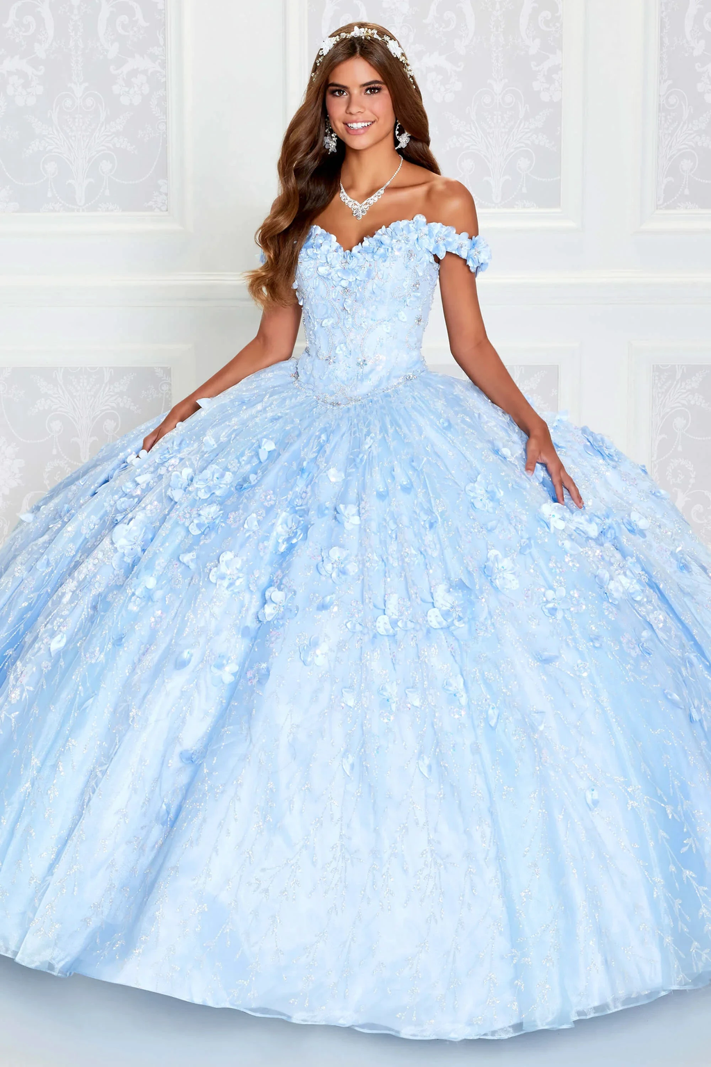 Emerald Green Hand Beaded Flower Ball Gown Quinceanera Dress Off Shoulder Sweetheart Gown Y293 by simplepromdress