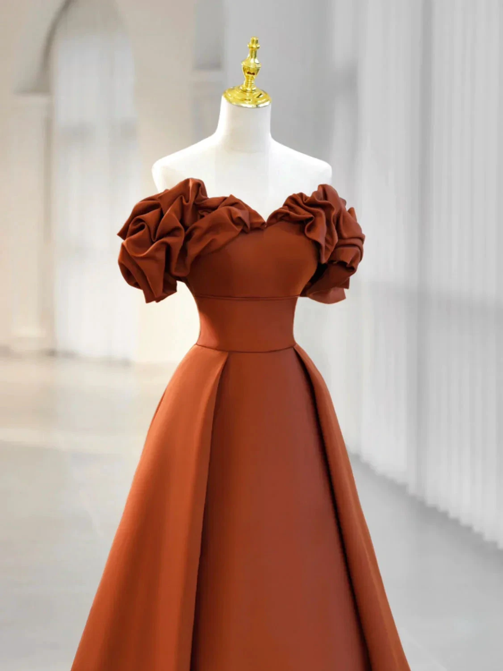 Simple A-Line Satin Orange Long Prom Dress, Orange Formal Evening Dress Y2585 by simplepromdress