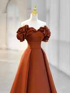 Simple A-Line Satin Orange Long Prom Dress, Orange Formal Evening Dress Y2585 by simplepromdress