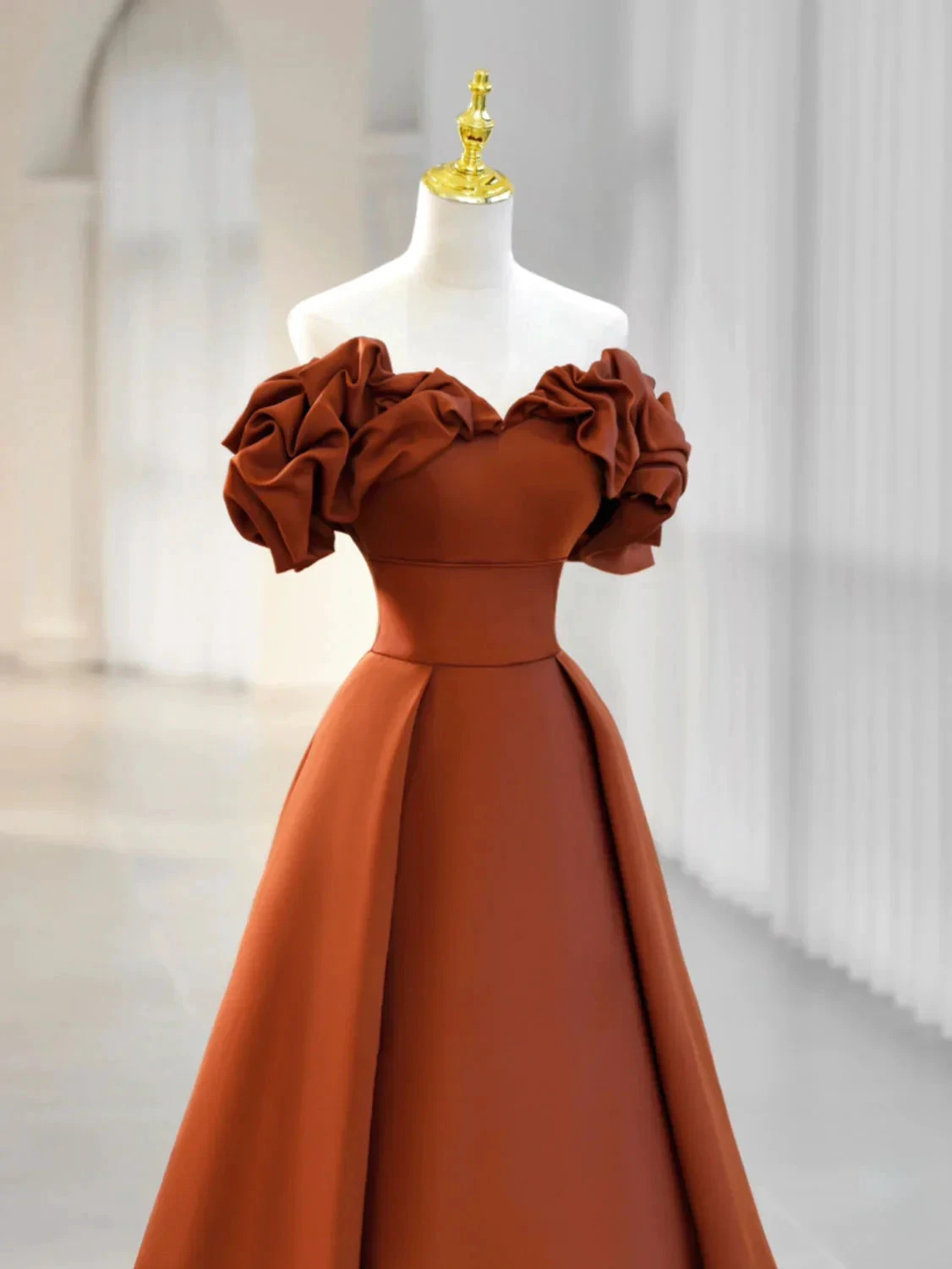 Simple A-Line Satin Orange Long Prom Dress, Orange Formal Evening Dress Y2585 by simplepromdress
