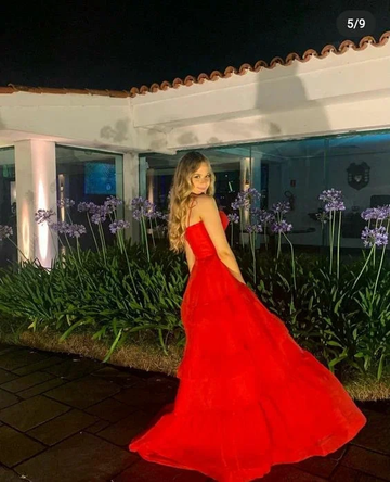 Classy Red A-line Spaghetti Straps Evening Dress For Women Y7165 by simplepromdress