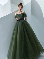 Simple green tulle long prom dress, green tulle evening dress Y1554 by simplepromdress