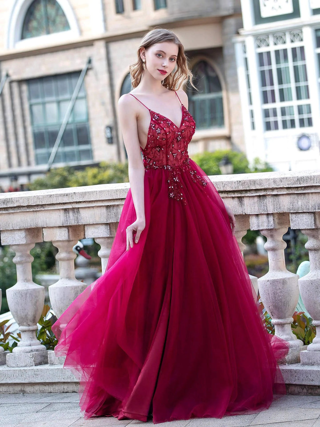 A-line Luxurious Sexy Formal Evening Dresses Spaghetti Strap Sleeveless With Slit Floor Length Prom Dresses by dressblee
