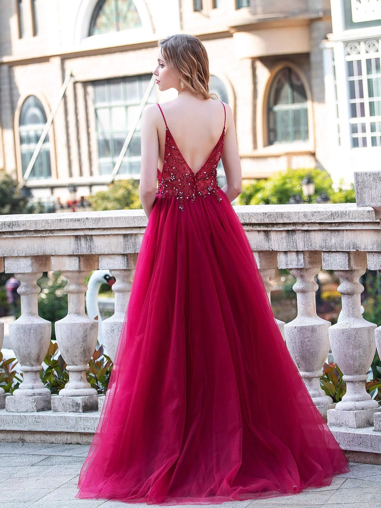 A-line Luxurious Sexy Formal Evening Dresses Spaghetti Strap Sleeveless With Slit Floor Length Prom Dresses by dressblee