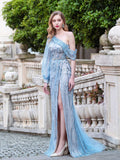 Sheath / Column Fashion Evening Dresses High Split One Shoulder Long Sleeveless Floor Length Prom Dresses by dressblee