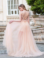A-line Luxurious Fashion Sexy V-neck Formal Evening Dresses Sleeveless Floor Length Prom Dresses by dressblee