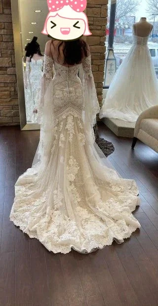 New high-quality mermaid lace embroidery fairy wedding dress Y4406 by simplepromdress