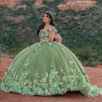 Light Sage Green Quinceanera Dresses Sweet 16 Pageant Floral Ball Gown Y2063 by simplepromdress