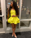 A-line Yellow Satin Short Homecoming Dress 8th Grade Prom Y497