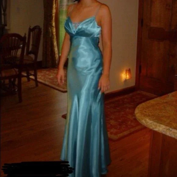 Simple Blue Spaghetti Straps Satin Mermaid Evening Dress Formal Prom Dress Y8404 by simplepromdress