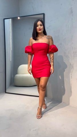 Vestido rojo sin tirantes para fiesta de bienvenida Vestido rojo de cóctel Y2187