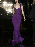Pretty Purple Satin Mermaid Evening Dress Long Prom Dress Y8217 by simplepromdress