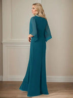 A-Line V-Neck Long Sequins Chiffon Mother Dress by Dreamylily