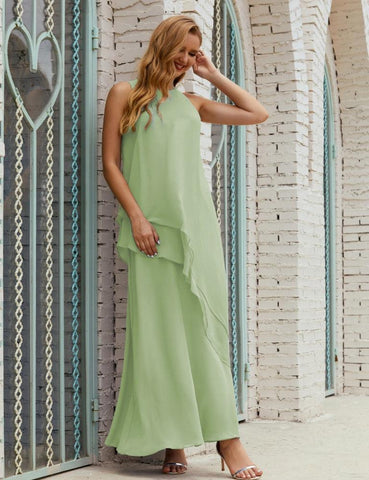 Chiffon Long Plus Size Mother of Bride Dresses Formal Bridesmaid Prom Gown SY28019