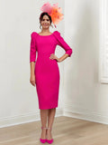 Sheath/Column Scoop Tea-Length Mother of the Bride Dresses by Dreamylily