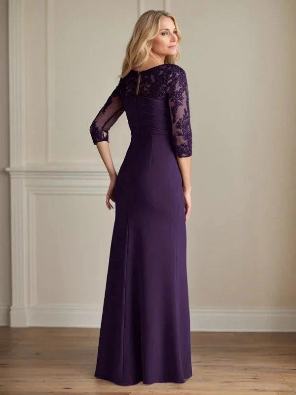 Plum Sheath Lace Stretch Crepe Mother of the Bride Dress by Dreamylily