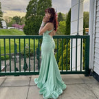 Elegant Light Green Backless Long Prom Dress Mermaid Evening Dress Y8043 by simplepromdress