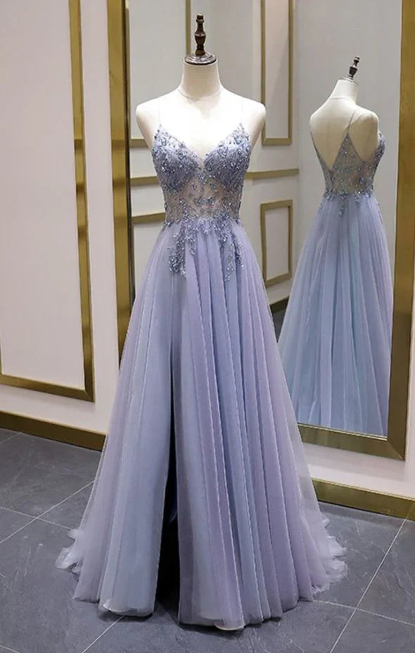 Sexy Illusion Long Prom Dress Luxury Beaded A Line Long Formal Women Evening Gown Party Dress Y6760 by simplepromdress