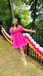 Hot Pink A-line Puffy Dress Short Homecoming Dress Y2098 by simplepromdress