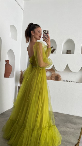 Vestido de fiesta de hada verde para adulto, vestido de baile largo con corsé de tul Y6148