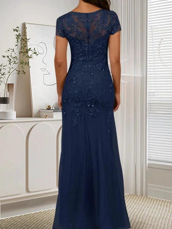 Dark Navy Mermaid Scoop Sequins Tulle Dress by Dreamylily