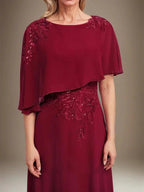 A-line Scoop Floor-Length Chiffon Lace Mother of the Bride Dress With Sequins Beading by Dreamylily