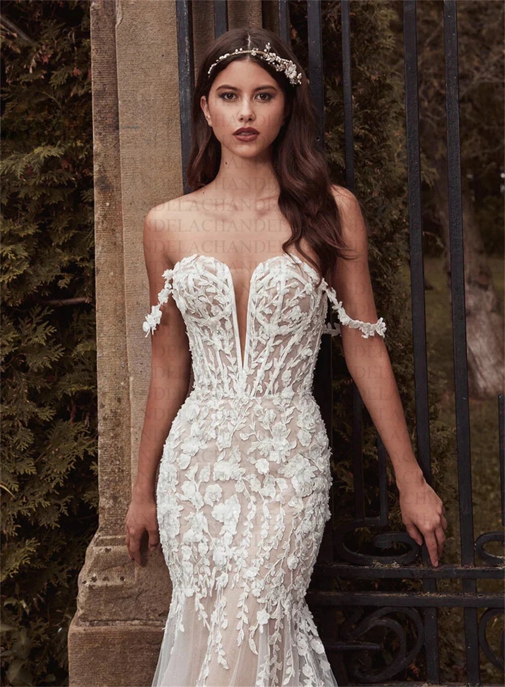 CHANDELA Charming Wedding Dresses Scoop Spaghetti Straps Trumpet Appliques Bridal Gown Robe De Mariée For Women Custom Made by payinti