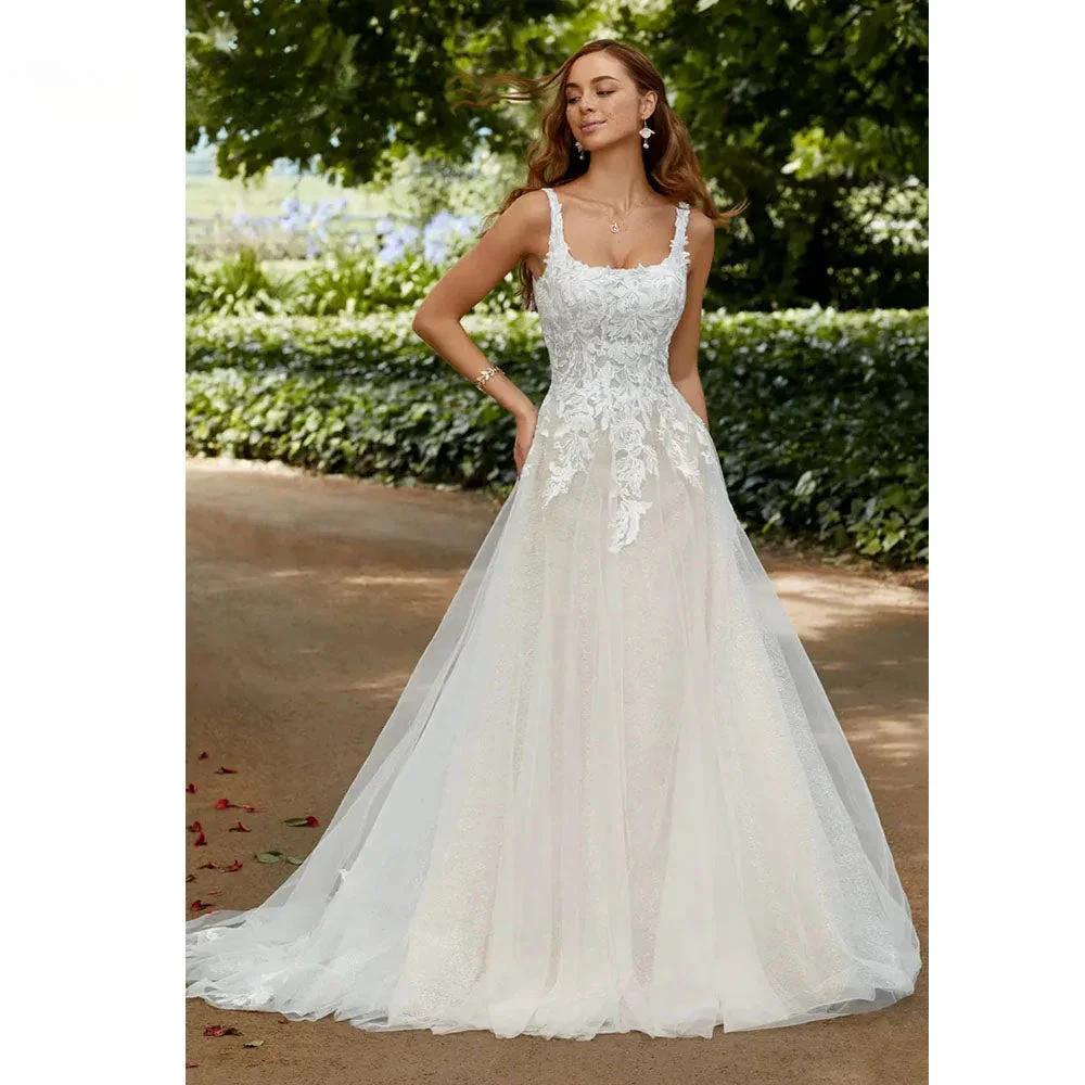 RODDRSYA Boho Elegant Wedding Dresses For Women Square Collar Appliques Lace Backless With Button Vestidos De Novia Custom Made by payinti