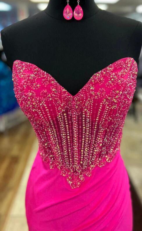 Sienna | Royal Blue Strapless Beaded Long Prom Dress with Slit by KissProm