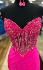 Sienna | Royal Blue Strapless Beaded Long Prom Dress with Slit by KissProm