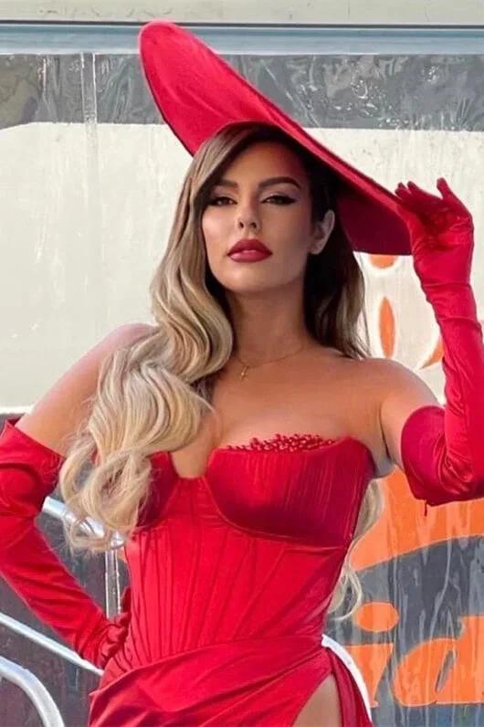 Stunning Red Long Mermaid Off-the-Shoulder Evening Prom Dress with Slit by BIZTUNNEL