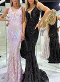 Bonnie |Mermaid V Neck Sequined Lace Long Prom Dress by KissProm