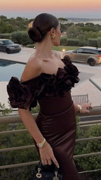 Brown Luxury Mermaid Evening Dress Off The Shoulder Long Prom Dress Y7592 by simplepromdress