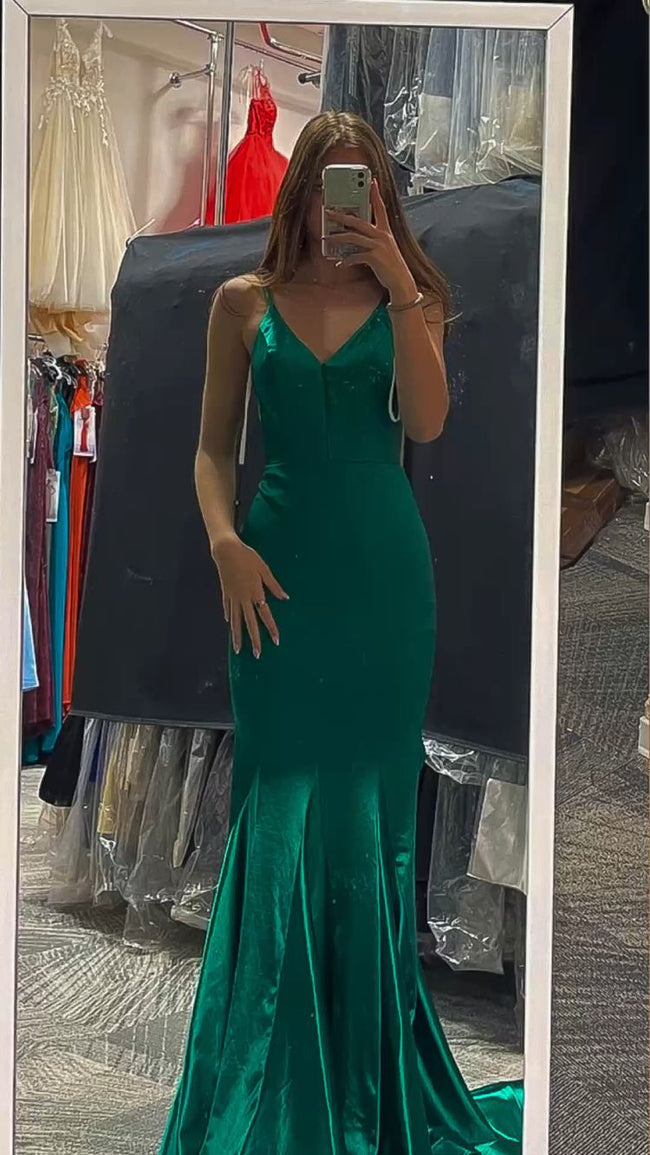 Green Mermaid Long Prom Dress Elegant Evening Dress Green Formal Gown Y423 Hover Image