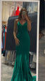 V Neck Green Mermaid Prom Dress,Green Evening Dress,Generous Green Formal Dress Y1837