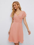 Numbersea U Back Homecoming Dress Formal Prom Dress Knee Length Short Sleeves Cocktail Party Dress 28077 by numbersea