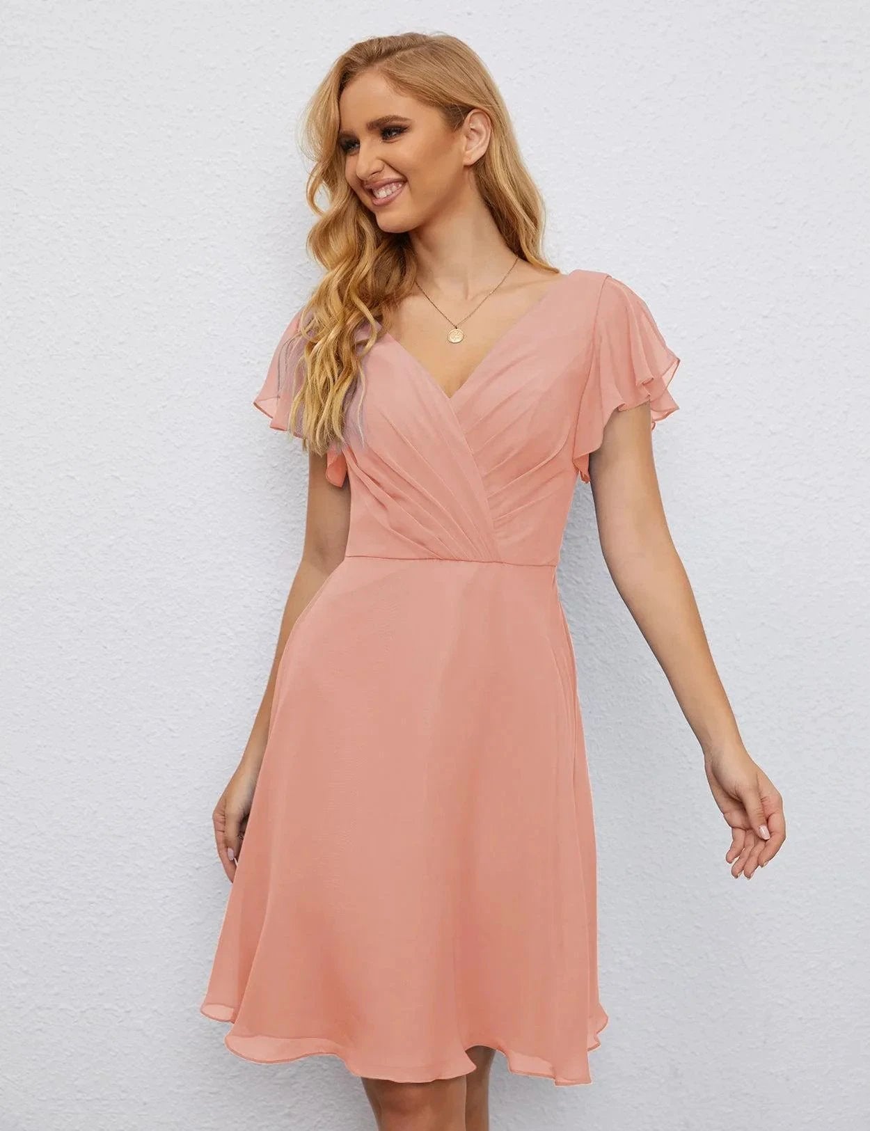 Numbersea U Back Homecoming Dress Formal Prom Dress Knee Length Short Sleeves Cocktail Party Dress 28077 by numbersea