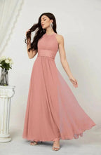 Numbersea Formal Party Gown Dress Chiffon Halter Long Sleeveless Bridesmaid Dresses 2802 by numbersea