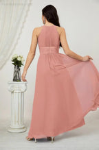 Numbersea Formal Party Gown Dress Chiffon Halter Long Sleeveless Bridesmaid Dresses 2802 by numbersea