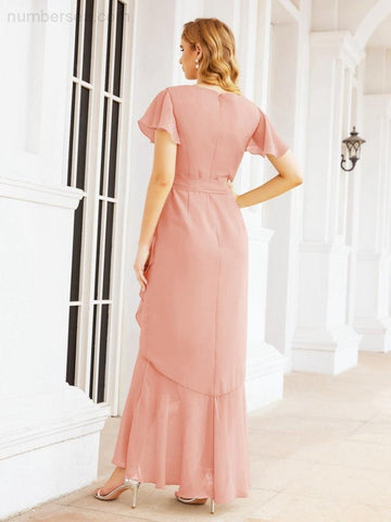 Numbersea Ruffled Bridesmaid Dresses Mermaid Formal Violin Evening Party Prom Gowns 28042