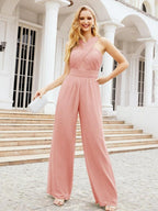 Numbersea Crisscross Neck Jumpsuit Formal Evening Dress Long Bridesmaid Dresses Bell-bottomed Pants 28033 by numbersea
