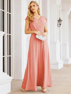 Sunnderly Bridesmaid Dresses Cape Formal Prom Dress Open Back Gowns for Mother of The Bride SY28058 by numbersea