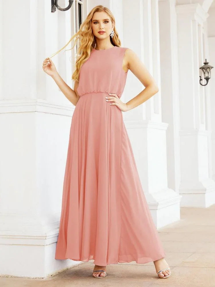 Numbersea Sleeveless Long Bridesmaid Dress A line Formal Evening Prom Gown 28025