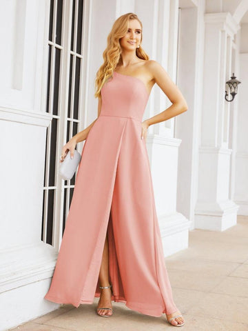 Numbersea Women's One Shoulder Formal Prom Gowns for Mother of The Bride Side Slit Bridesmaid Dresses 28052
